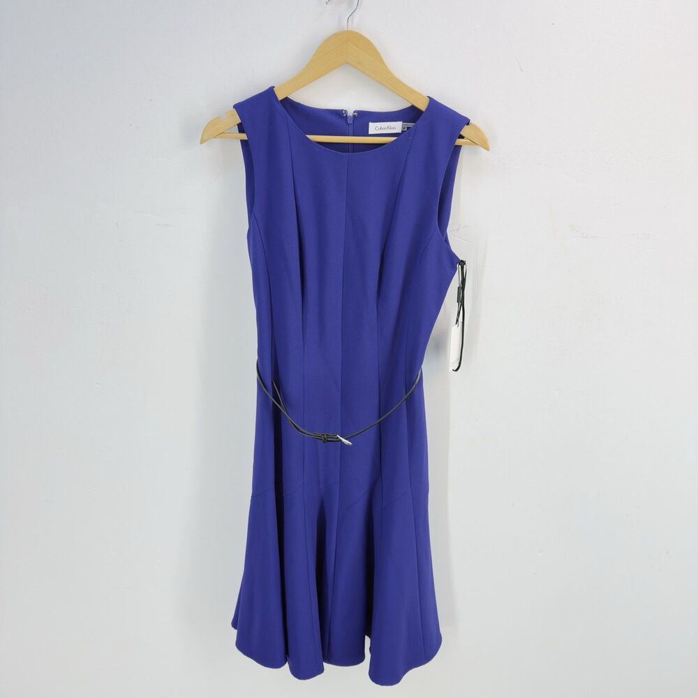 Calvin Klein Blue Dress Full Skirt Fit & Flare Party Sz 8 NWT - Picture 16 of 17